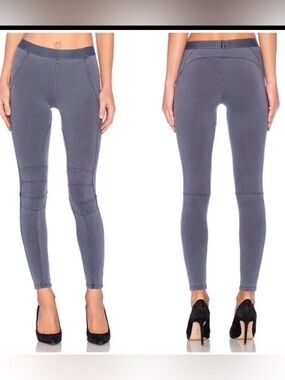 David Lerner Moto Leggings Size Medium Olive Drab Green Grey